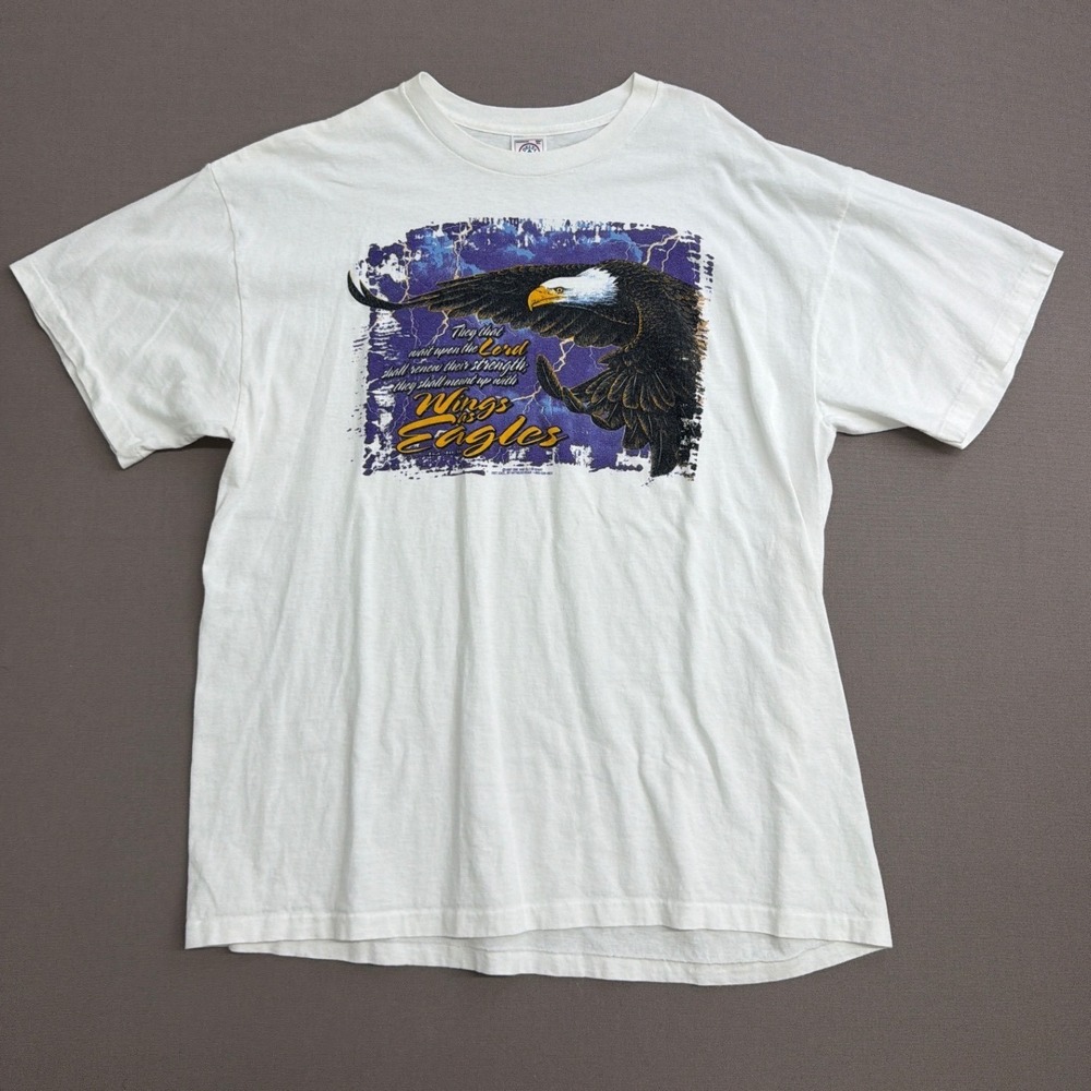 Vintage Delta Pro Weight Wings as Eagles T Shirt XL White Isaiah 40 31 Graphic